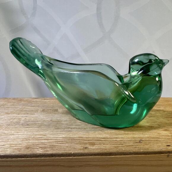 Vintage Fenton Art Glass Sea Mist Green Open Bird Votive Candle Holder Dish - Picture 3 of 12